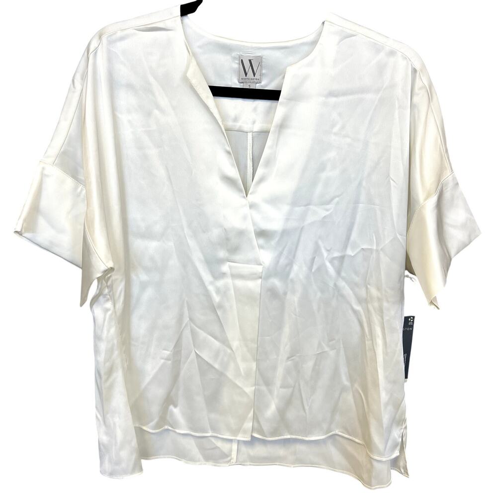 NWT Worthington White Silky V-Neck Blouse Small